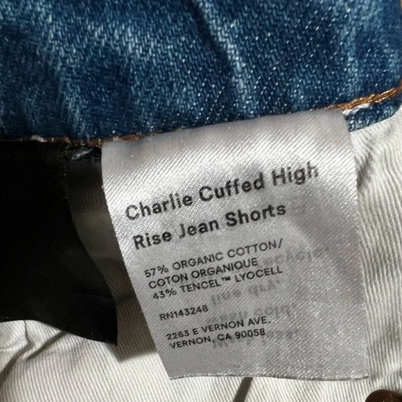 REFORMATION Charlie Cuffed High Rise Jean Shorts Size 29 - Picture 7 of 16